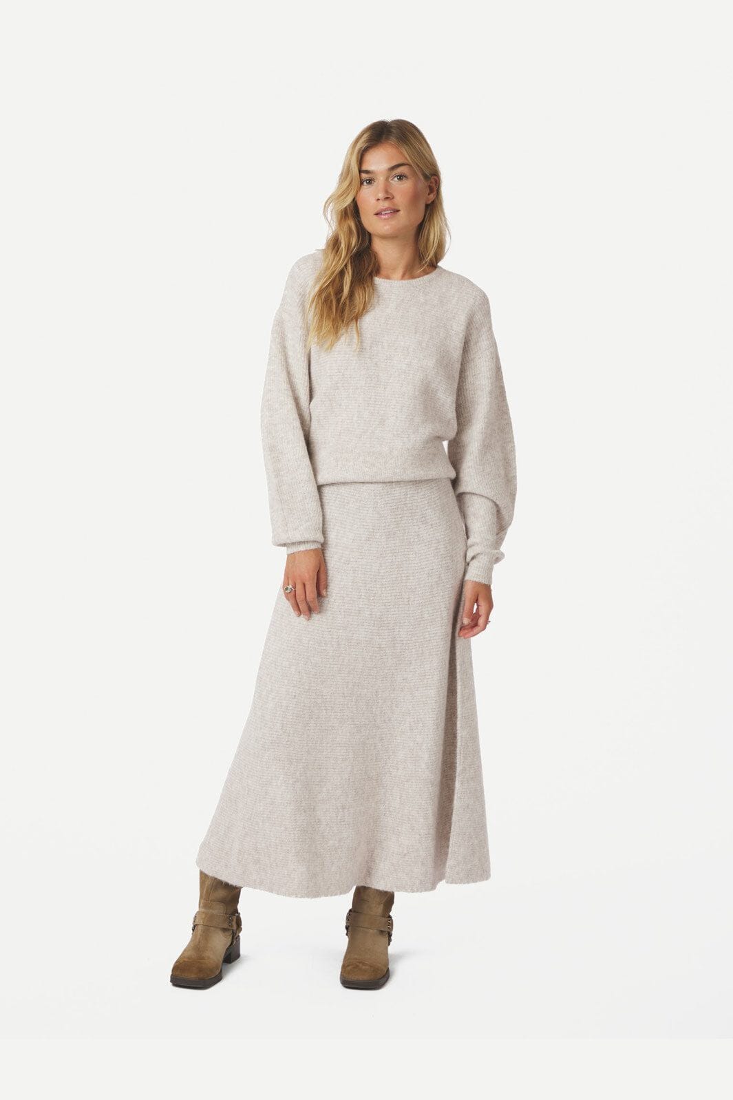 Neo Noir - Turuna Structure Knit Blouse 167186 - 119 - Sand Melange