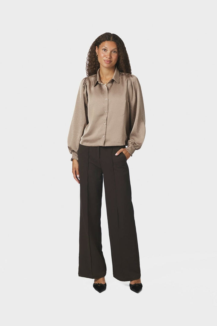 Neo Noir - Vacca Heavy Sateen Bedazz Shirt 167497 - 811 - Dark Taupe