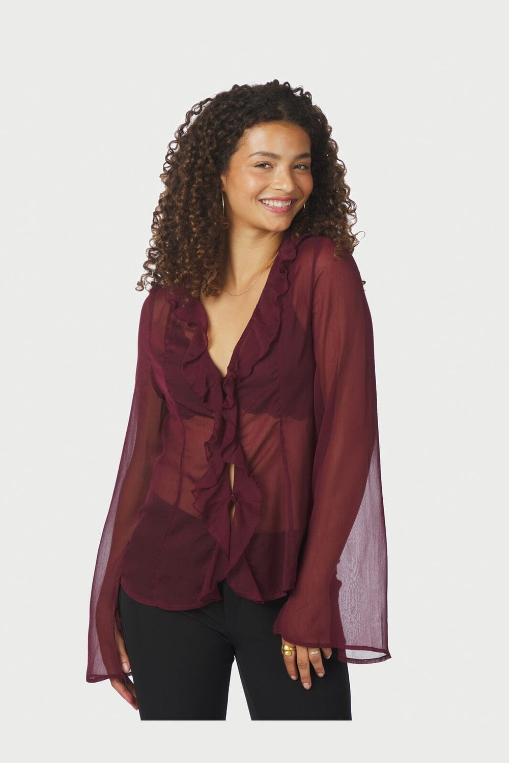 Neo Noir - Valappa Chiffon Blouse 166668 - 682 - Wine