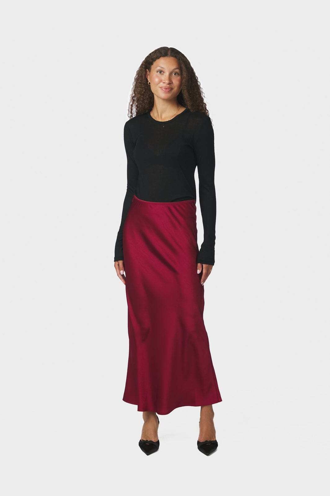 Neo Noir - Vicky Heavy Sateen Skirt 159588 - 321 - Dark Red