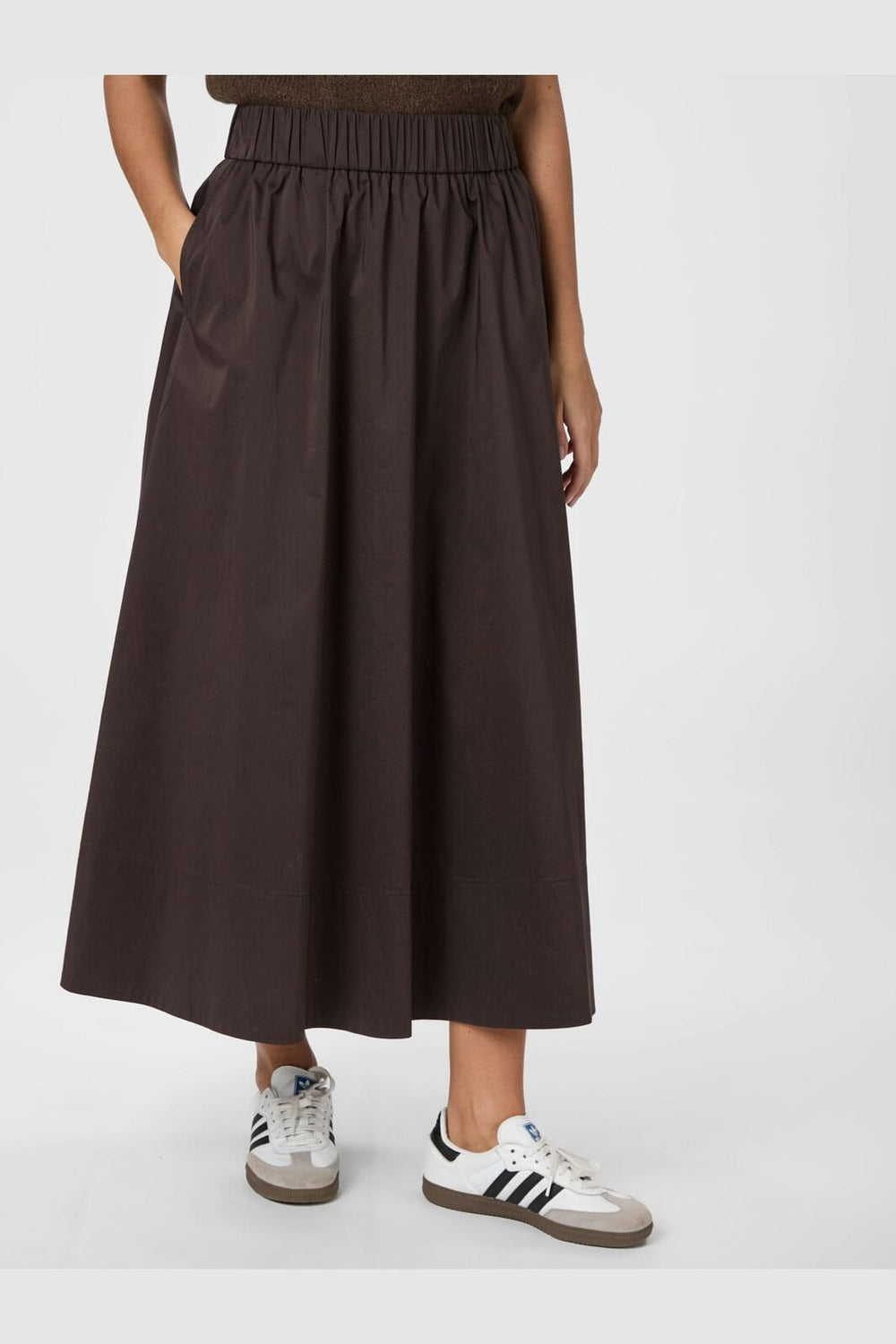Neo Noir - Yara Long Poplin Skirt 163076 - 584 - Chocolate Brown