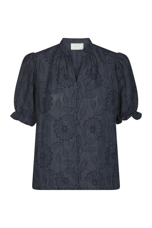 Neo Noir - Zika Flower Stripe Blouse 168493 - 534 - Dark Blue