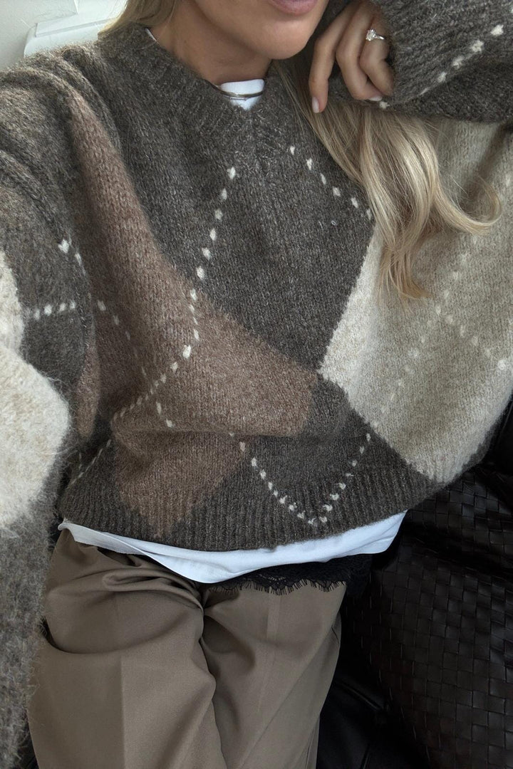 Noella - Lai Knit 14670001 - 1513 - Ash Brown Mix Strikbluser 