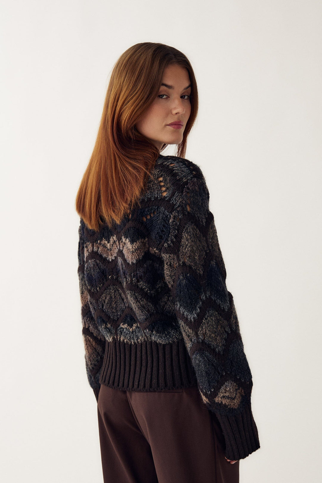 Noella - Latanna Knit 14420001 - 1405 - Brown Multi Strikbluser 