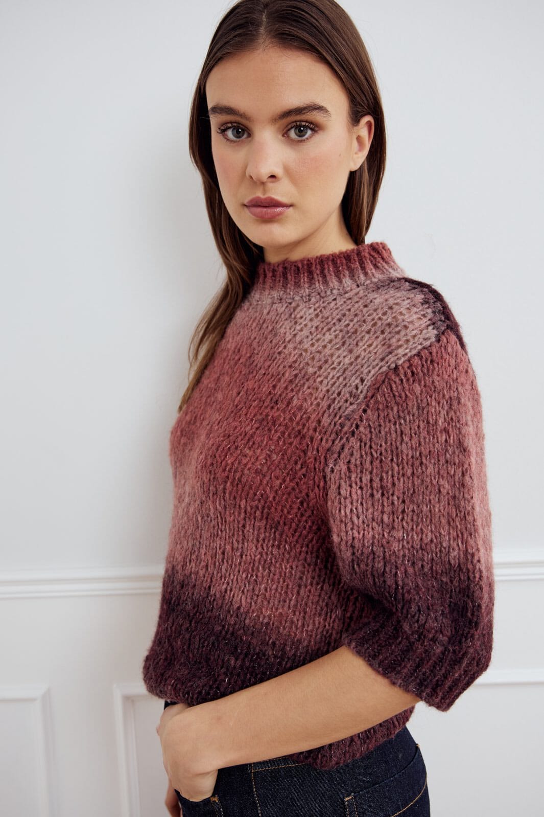Noella - Leana Knit Top 13960001 - 1373 - Brown Red Combo