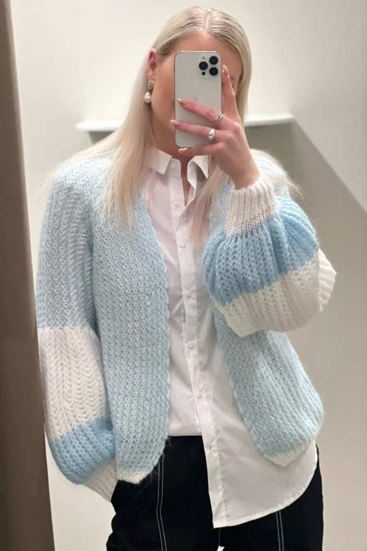 Noella - Liana Knit Cardigan - White/Light Blue