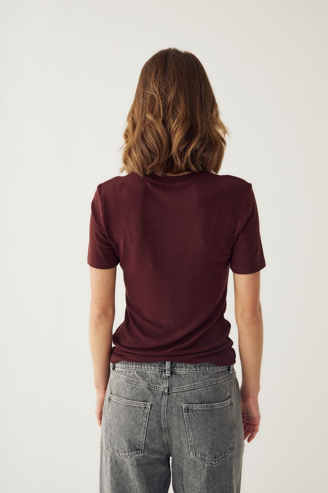 Noella - Lidie Ss Top 14090002 - 1496 - Burgundy Melange Toppe 