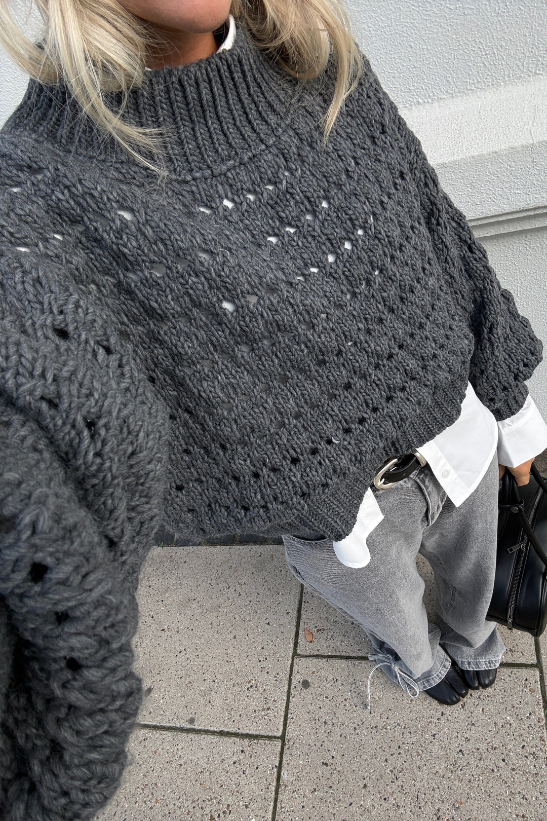 Noella - Loranne Knit 14390001 - 1252 - Dark Grey Mel. Strikbluser 