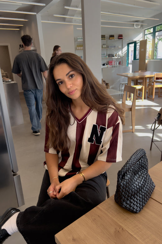 Noella - Lucena Blouse 14060002 - 1382 - Mahogany Ivory Stripe Bluser 