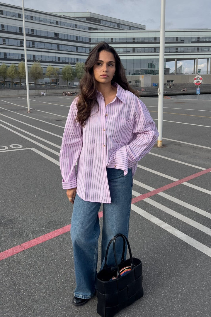 Noella - Marlon Stripe Shirt 14770001 - 1424 - Daffy Pink Stripe Skjorter 