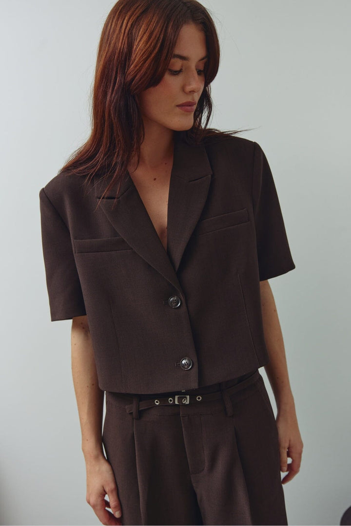 Noella - N-Leanne Crop Blazer 13860006 - 674 - Chocolate