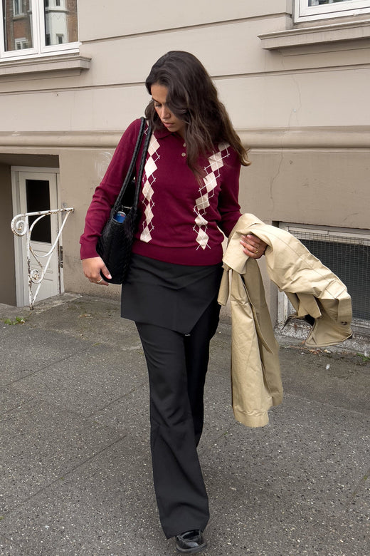 Noella - N-Maxine Knit 15000001 - 1450 - Dasha Winetasting Check Strikbluser 