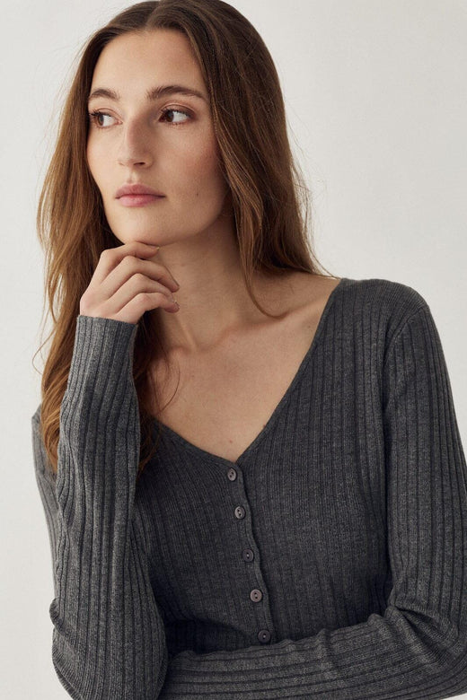 Noella - N-Melvie Top 16520001 - 1495 - Medium Grey Melange T-shirts 