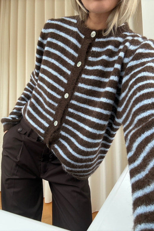 Noella - N-Mertice Knit Cardigan 16570002 - 1351 - Brown Blue Stripe Cardigans 