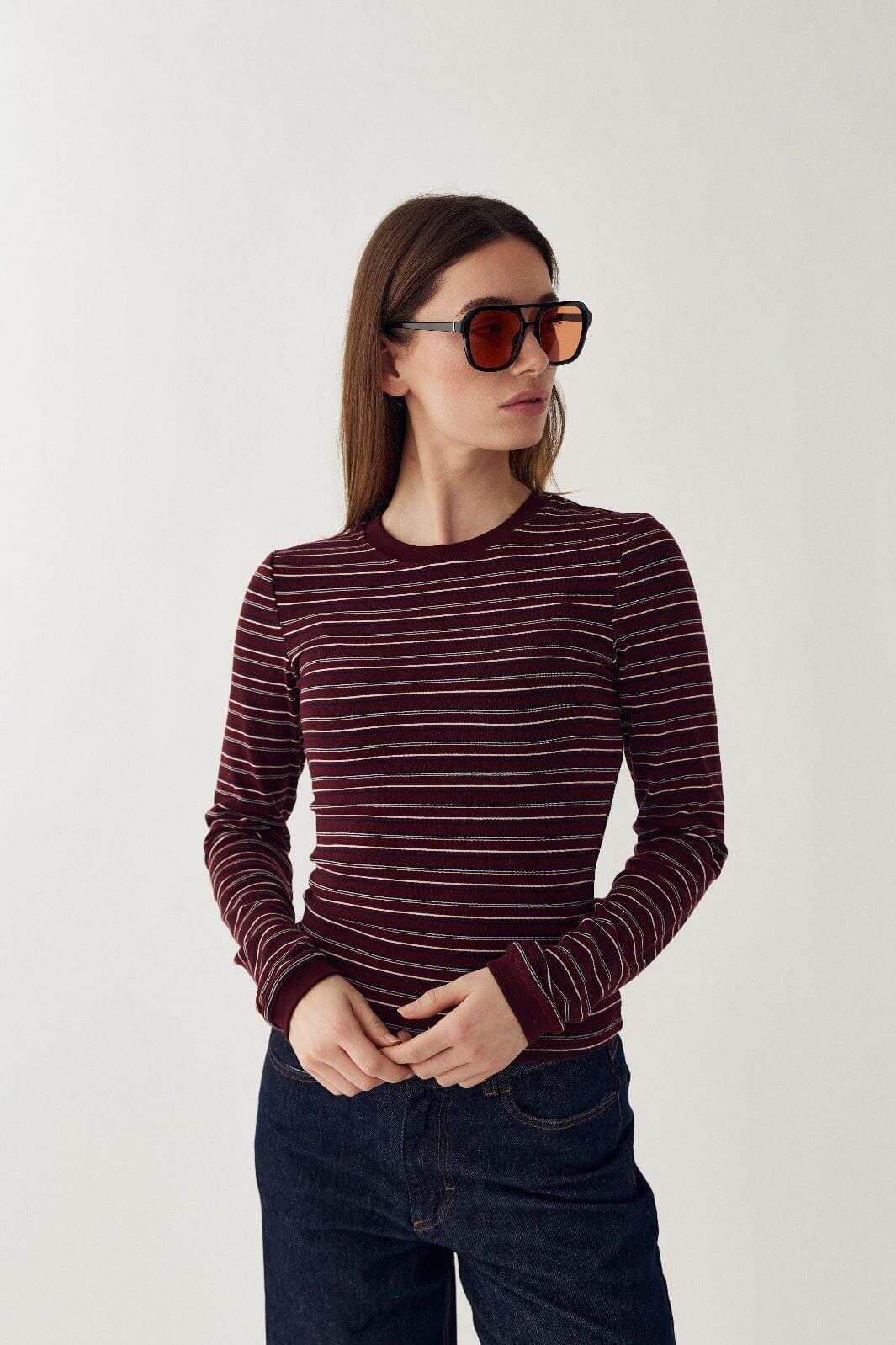 Noella - N-Mykel Ls Top 16540002 - 1511 - Dizzy Burgundy Stripe T-shirts 