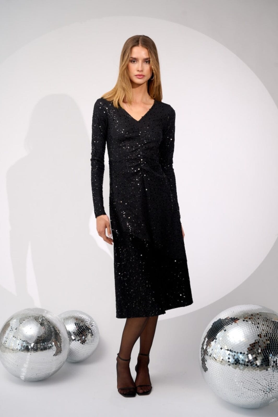 Noella - Verona Midi Dress - 1149 Black W/ Black