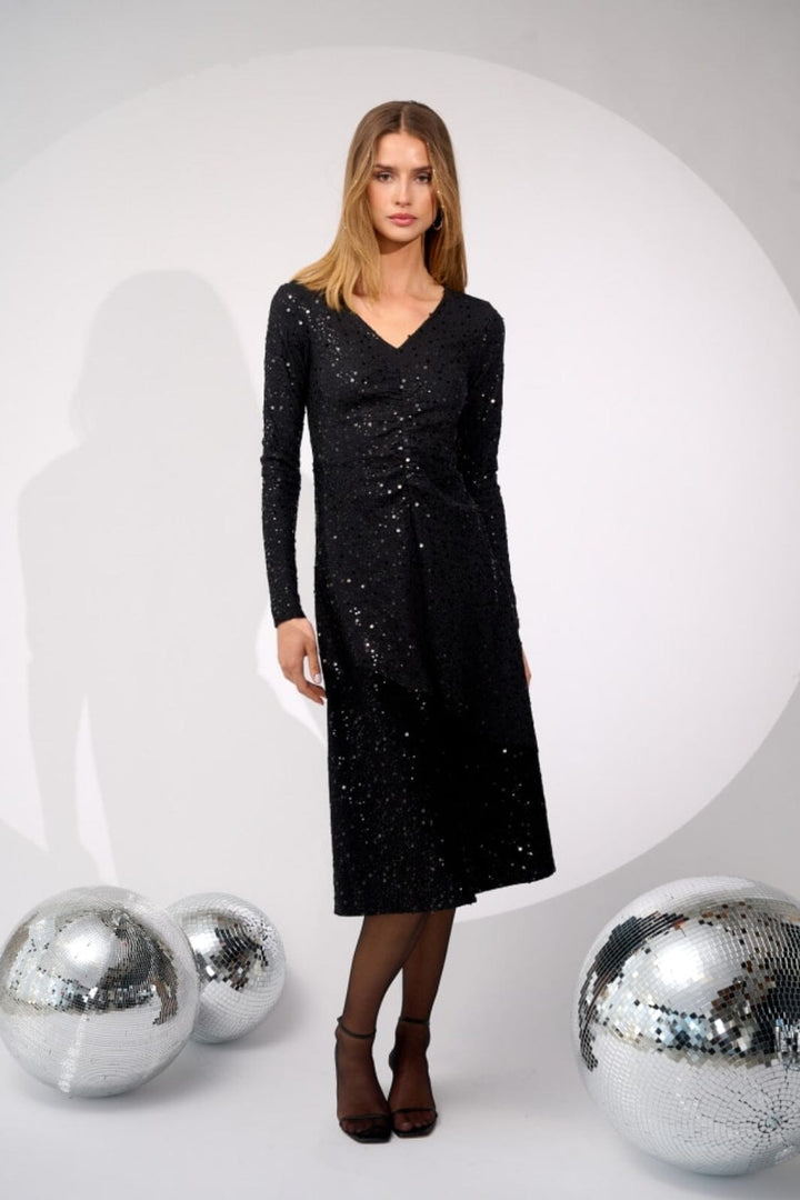 Noella - Verona Midi Dress - 1149 Black W/ Black