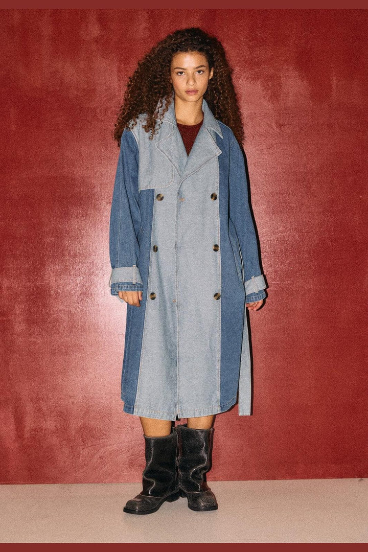 Noisy May - Nmarizona Denim Trenchcoat Dd - 4785880 Dark Blue Denim