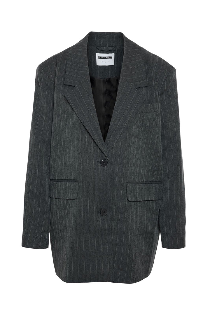 Noisy May - Nmcelia L/S Oversize Pinstripe Blazer Fw - 4977588 Dark Grey Melange Pinstripe