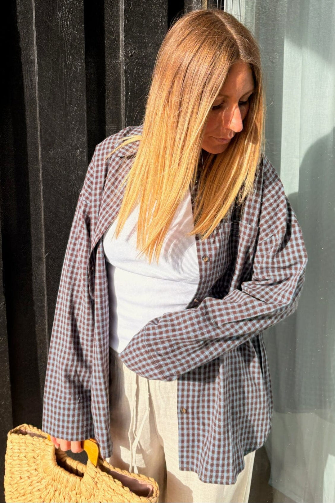 Noisy May - Nmhailey Zoe L/S Check Shirt - 5117231 Chocolate Brown Blue Checks Skjorter 