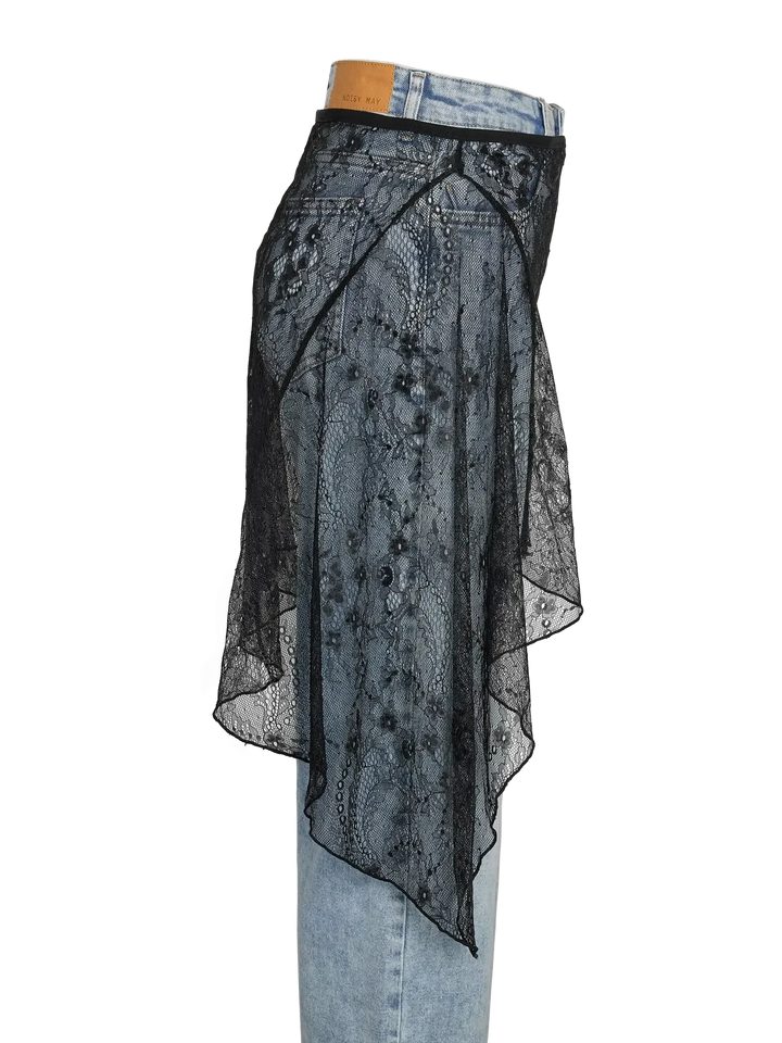 Noisy May - Nmida Elasticated Lace Skirt - 5097953 Black Nederdele 