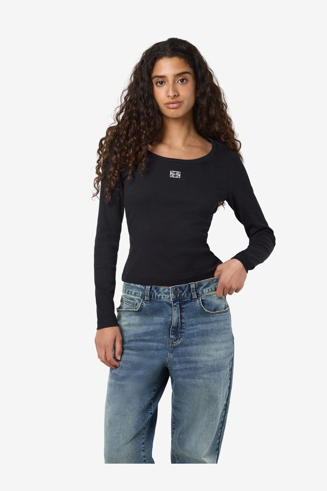 Noisy May - Nmjudy L/S Embr Top - 4863105 Black White Embr