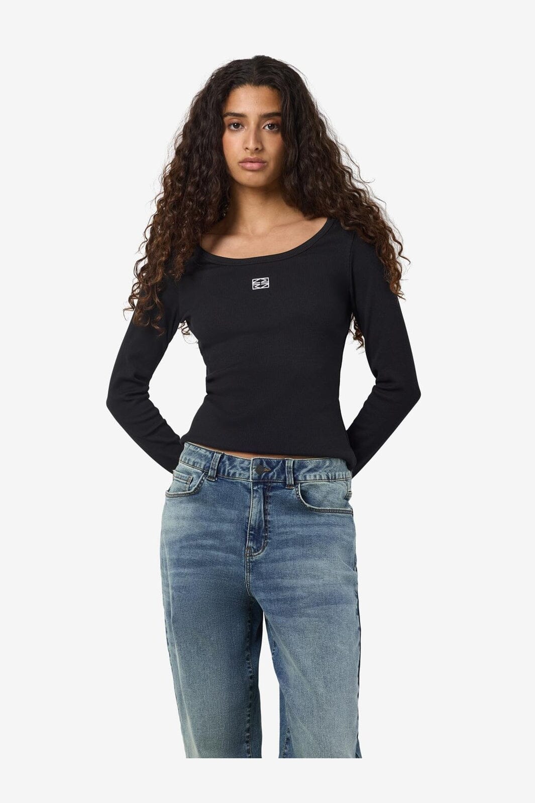 Noisy May - Nmjudy L/S Embr Top - 4863105 Black White Embr