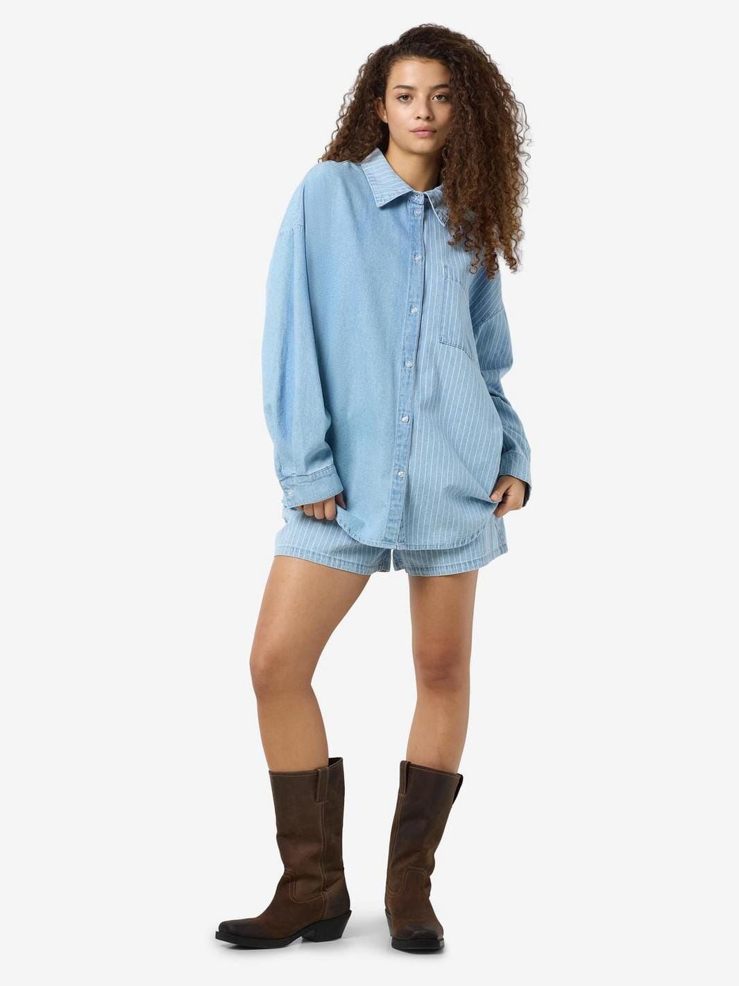 Noisy May - Nmkatri L/S Oversize Str Shrt Bs006Lb - 4724758 Light Blue Denim