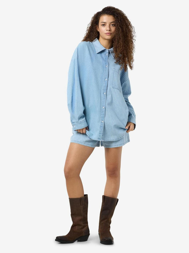 Noisy May - Nmkatri L/S Oversize Str Shrt Bs006Lb - 4724758 Light Blue Denim