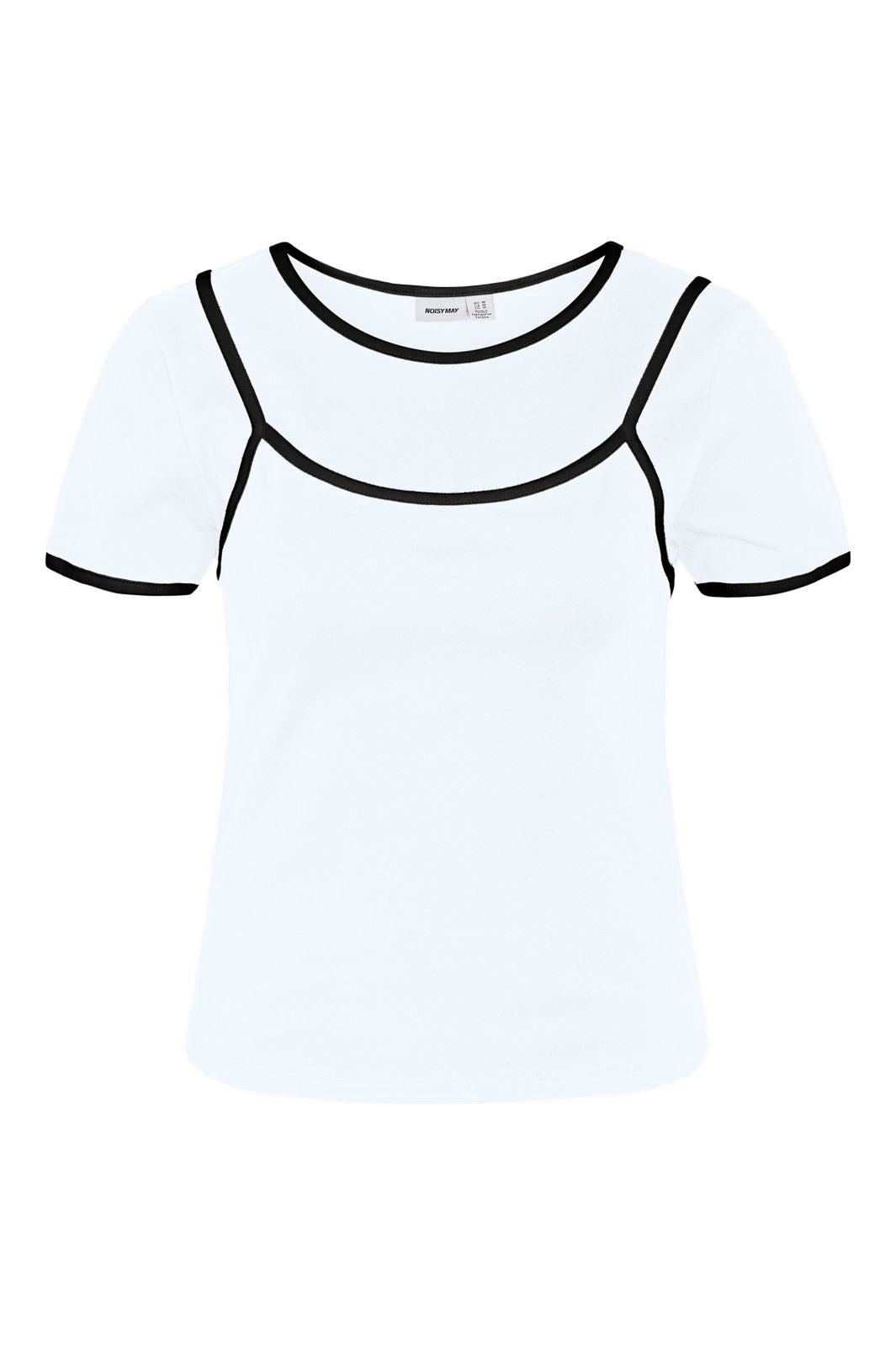Noisy May - Nmkerry S/S Double Layer Top Tnt/14 - 5175287 Bright White Black