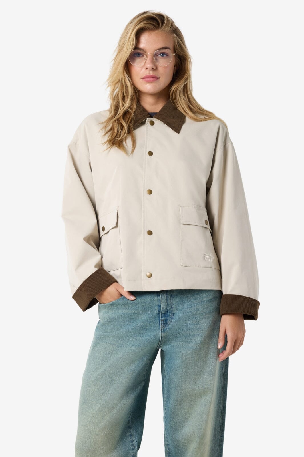 Noisy May - Nmnora Corduroy Collar Jacket - 4679979 Silver Lining Morel