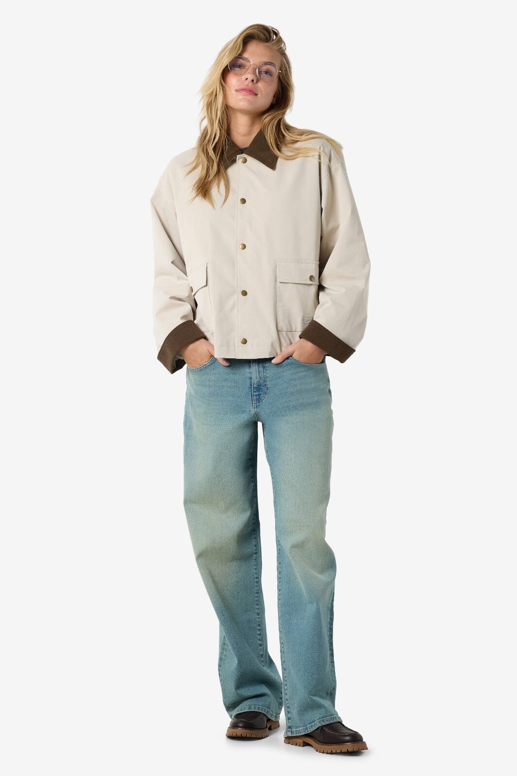 Noisy May - Nmnora Corduroy Collar Jacket - 4679979 Silver Lining Morel