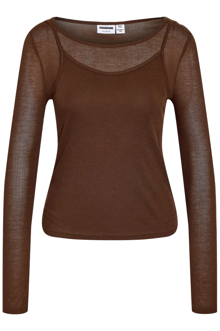 Noisy May - Nmnusa L/S Doublelayer Top - 5144780 Chocolate Brown Bluser 