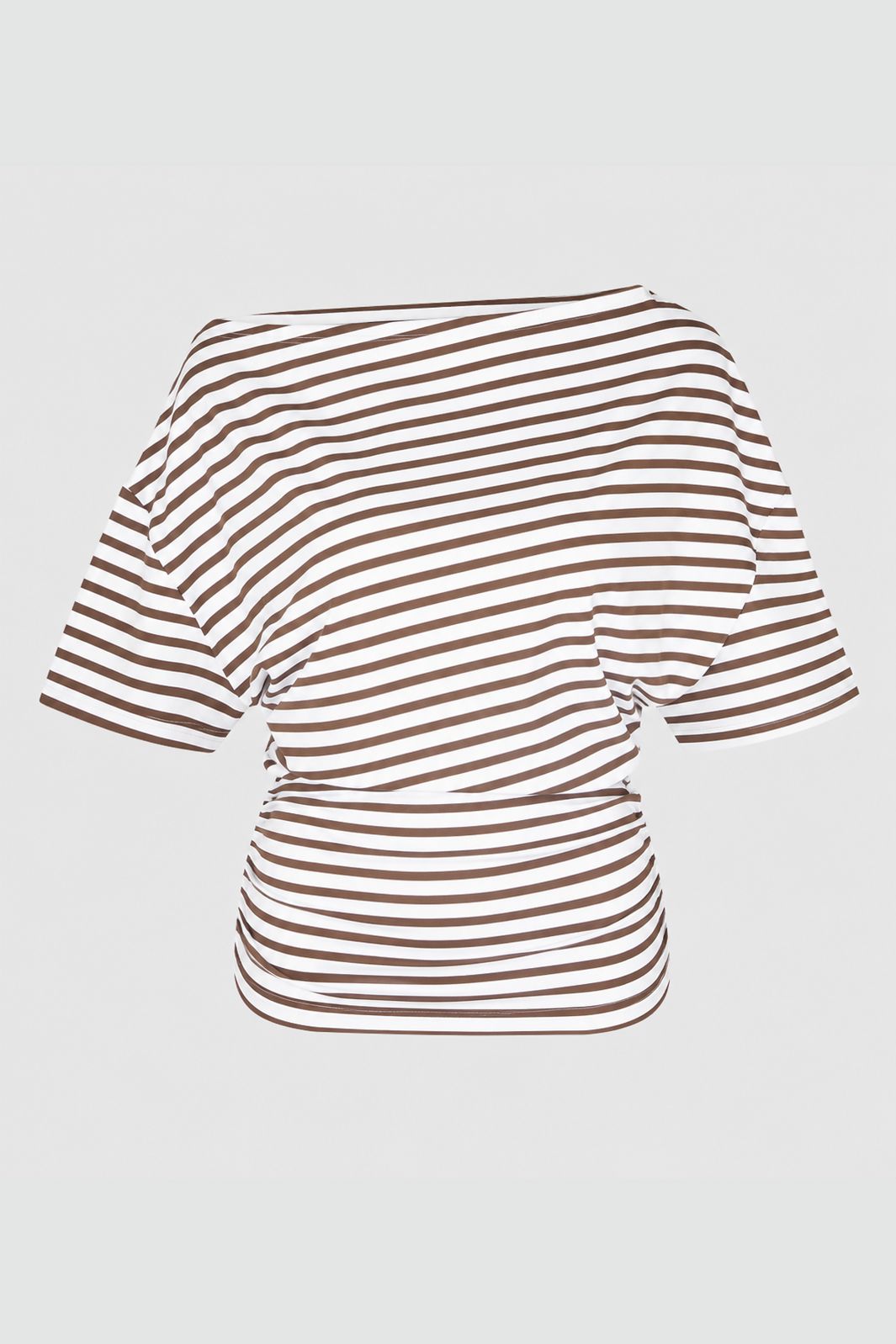 Noisy May - Nmstormi June Off Shoulder Top Tnt/18 - 5212075 Chocolate Brown Bright White