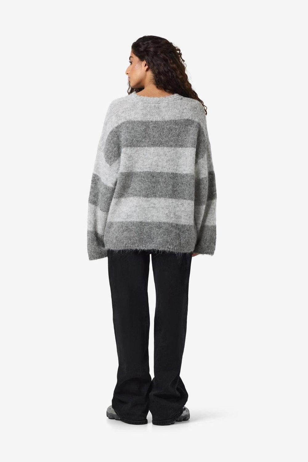 Noisy May - Nmsutton L/S Oversized Knit Fwd - 4563314 Light Grey Melange Medium Grey Melange