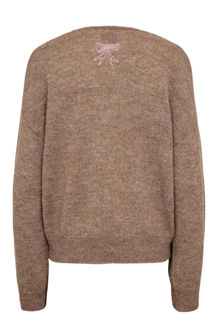 Nümph - Nuyppa Embroidery Pullover 707599 - Taupe Gray Melange Strikbluser 