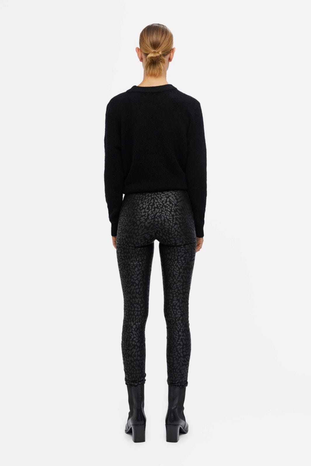 Object - Objbelle Coated Leggings - Black/Animal