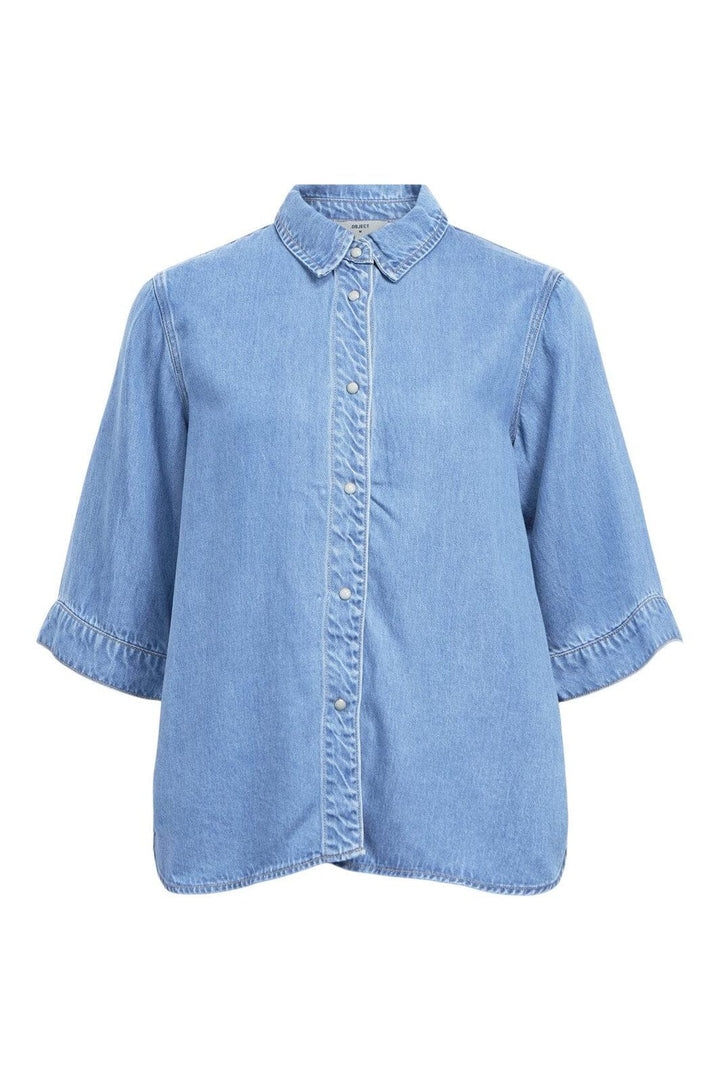 Object - Objframe 2/4 Re Denim Top - 4728299 Light Blue Denim