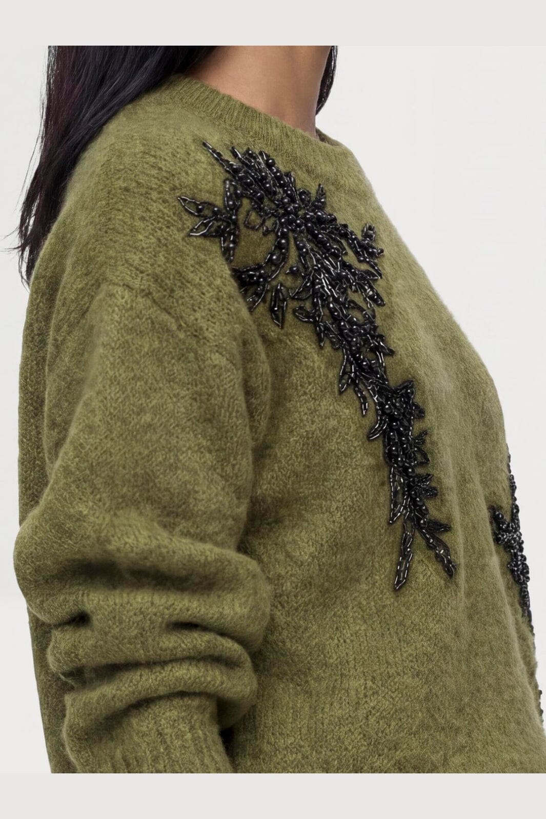Object - Objmelea L/S Re Knit Pullover 148 - 5132986 Martini Olive Melange