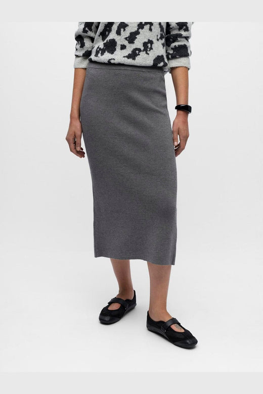 Object - Objreynard Knit Skirt - 4856930 Medium Grey Melange