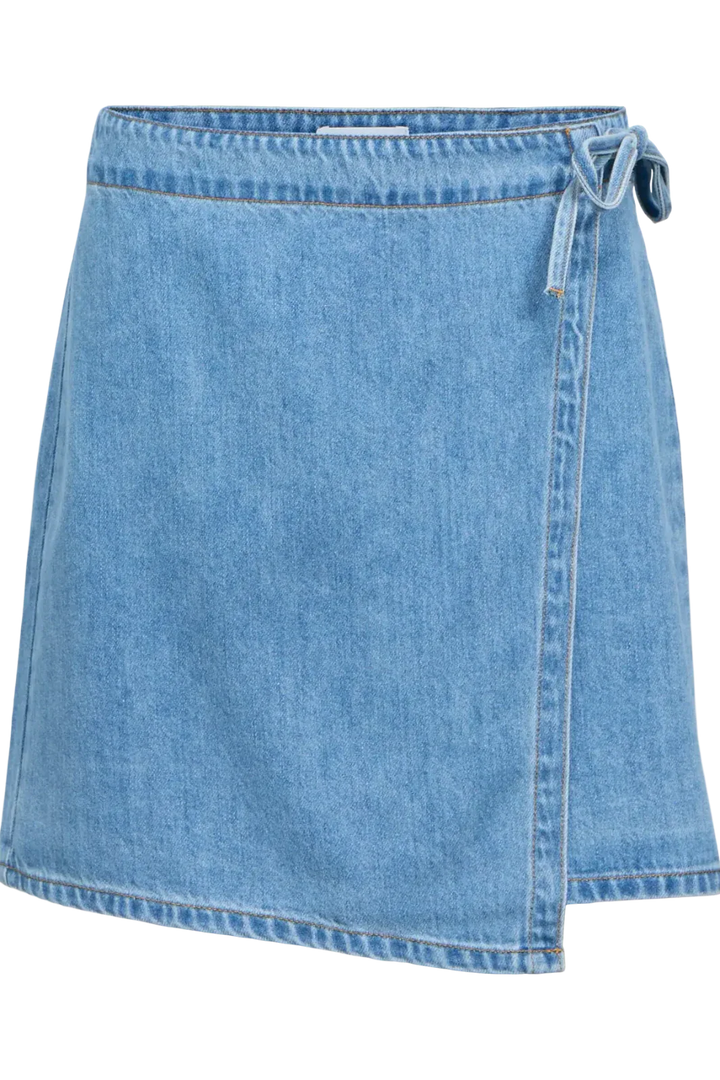 Object - Objrosie Denim Short Wrap Skirt - 4968519 Light Blue Denim Nederdele 