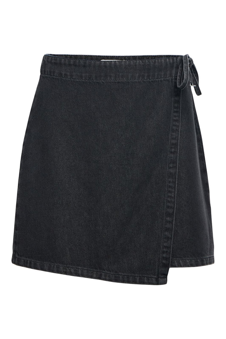 Object - Objrosie Denim Short Wrap Skirt - 5045877 Black Denim