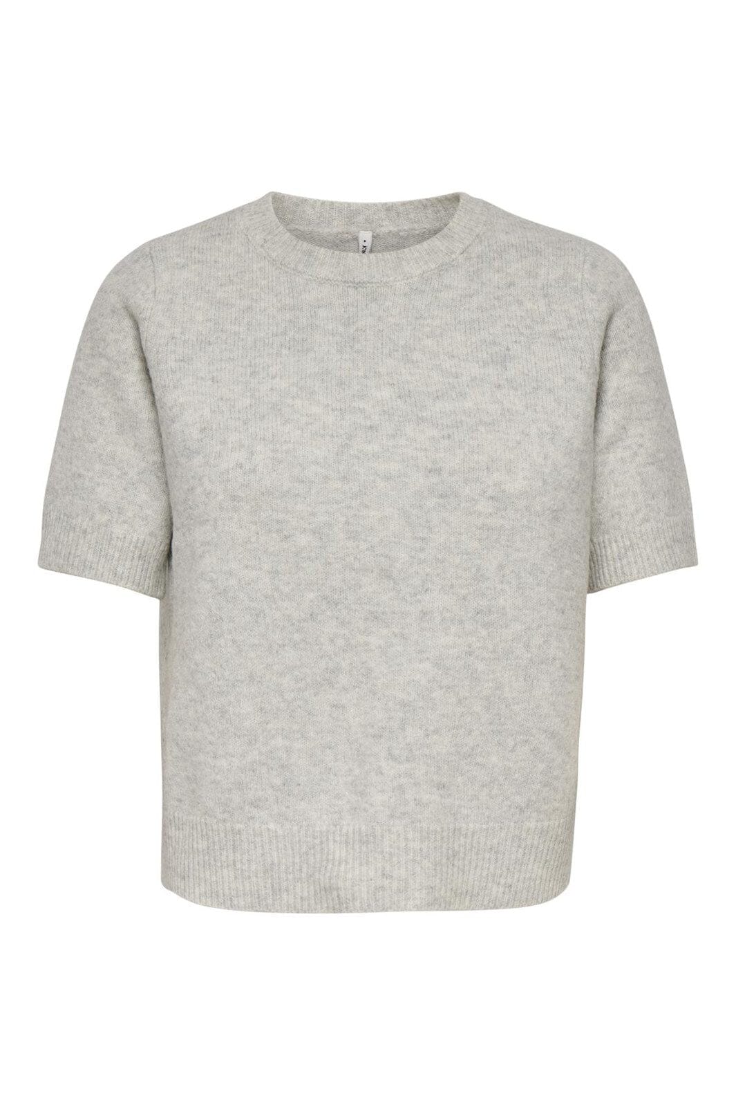 Only - Onlabby Life Ss Bling Top O-Neck Knt - 4894600 Light Grey Melange Silver Bling