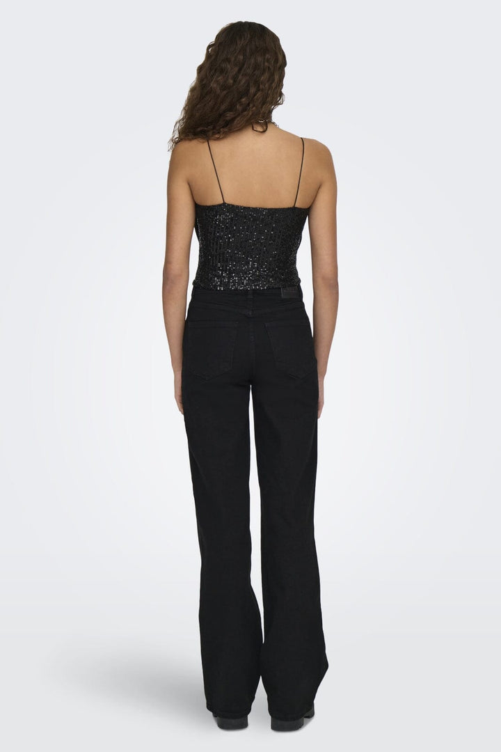 Only - Onlana S/L Bow Top - 4652279 Black Black Sequins + Bow