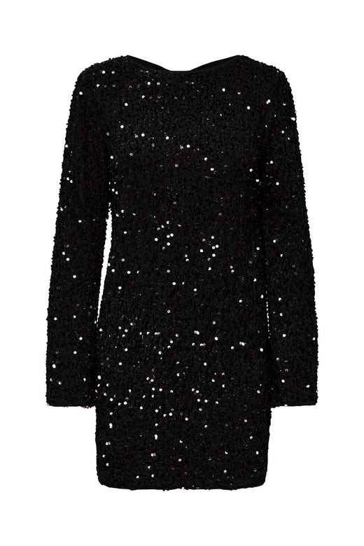 Only - Onlanika Sequins Ls Bow Dress - 4930221 Black Black Sequins