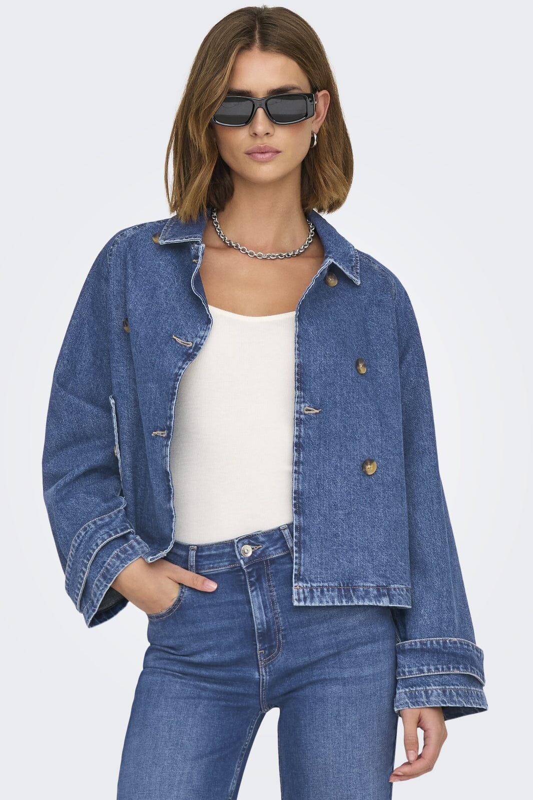 Only - Onlapril Short Trench Akm - 4740246 Medium Blue Denim