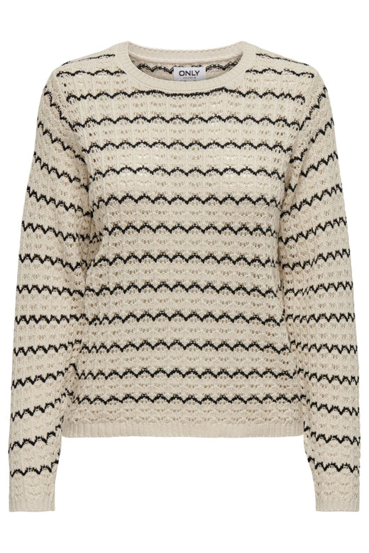Only - Onlasa Ls Structure O-Neck Knt - 4509145 Birch Black