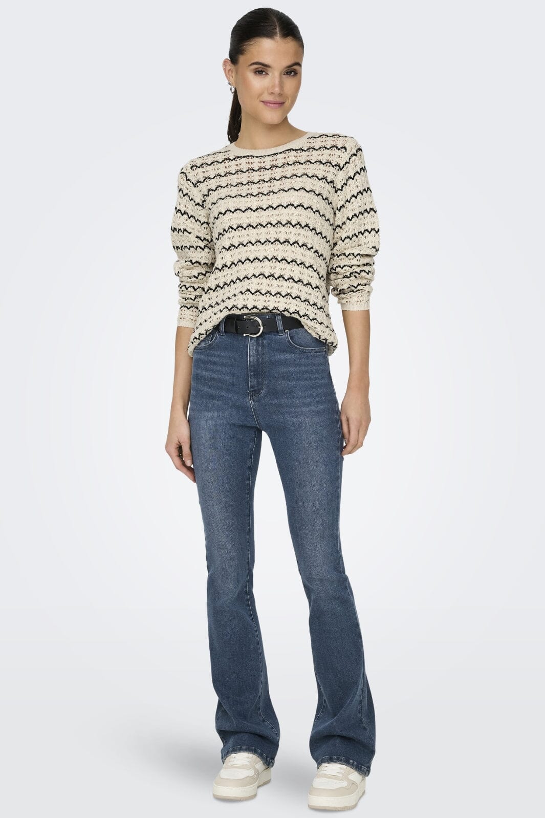 Only - Onlasa Ls Structure O-Neck Knt - 4509145 Birch Black