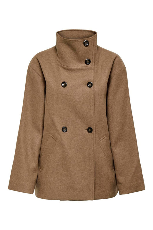 Only - Onlaugusta High Neck Jacket - 4951191 Cocoa Créme Melange