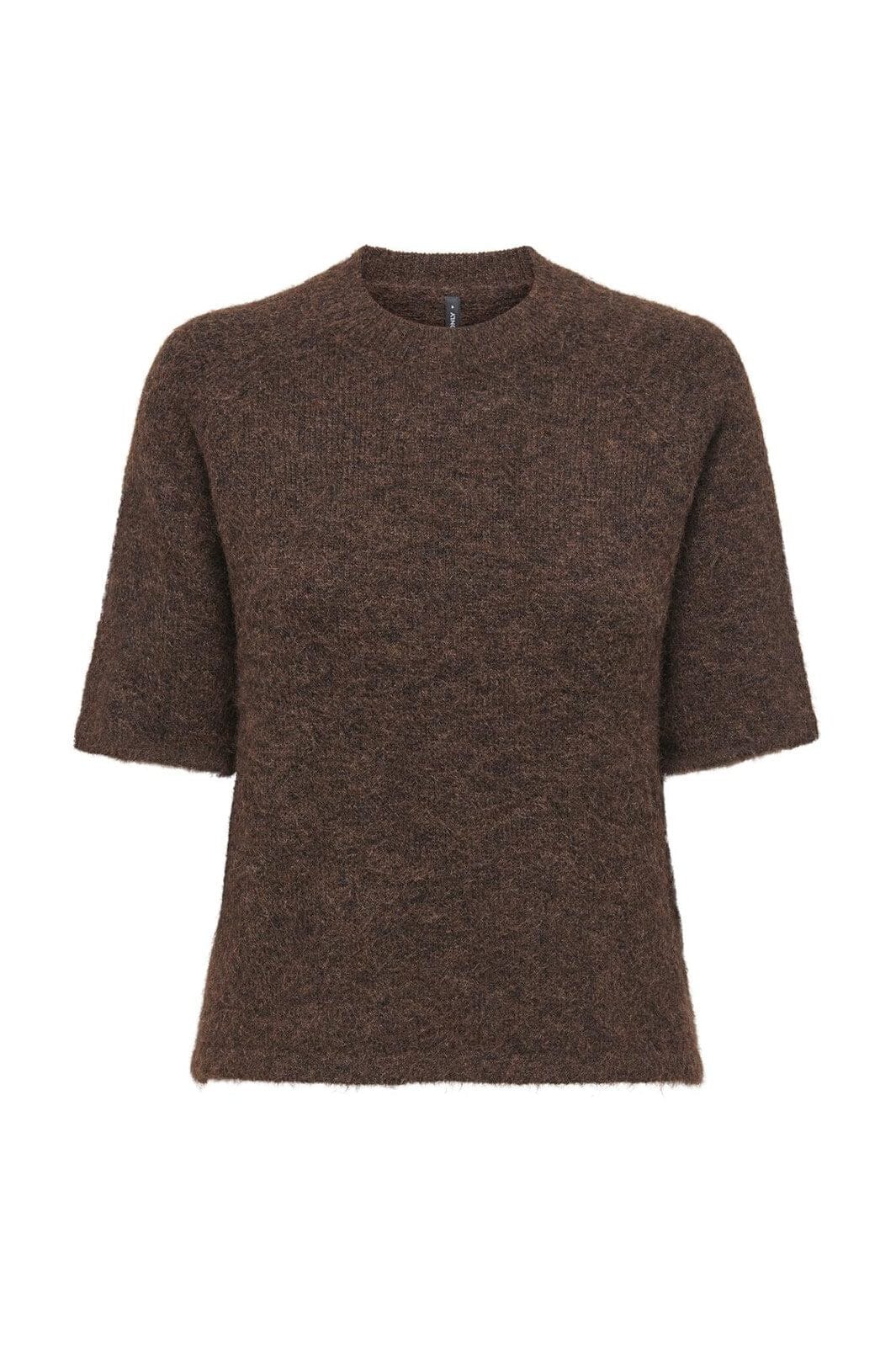 Only - Onlazu 2/4 Raglan O-Neck Knt - 4889213 Seal Brown Melange